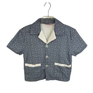 Hammies French Terry Cabana Shirt Geometric Southwest Print Blue Size XS Button